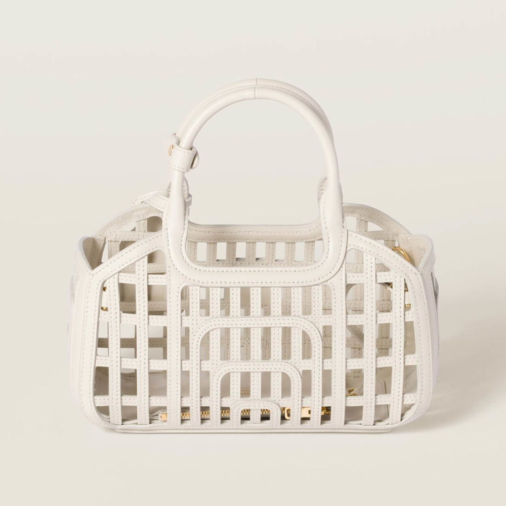 Miu Miu Leather Trimmed Large White Bucket Bag-1