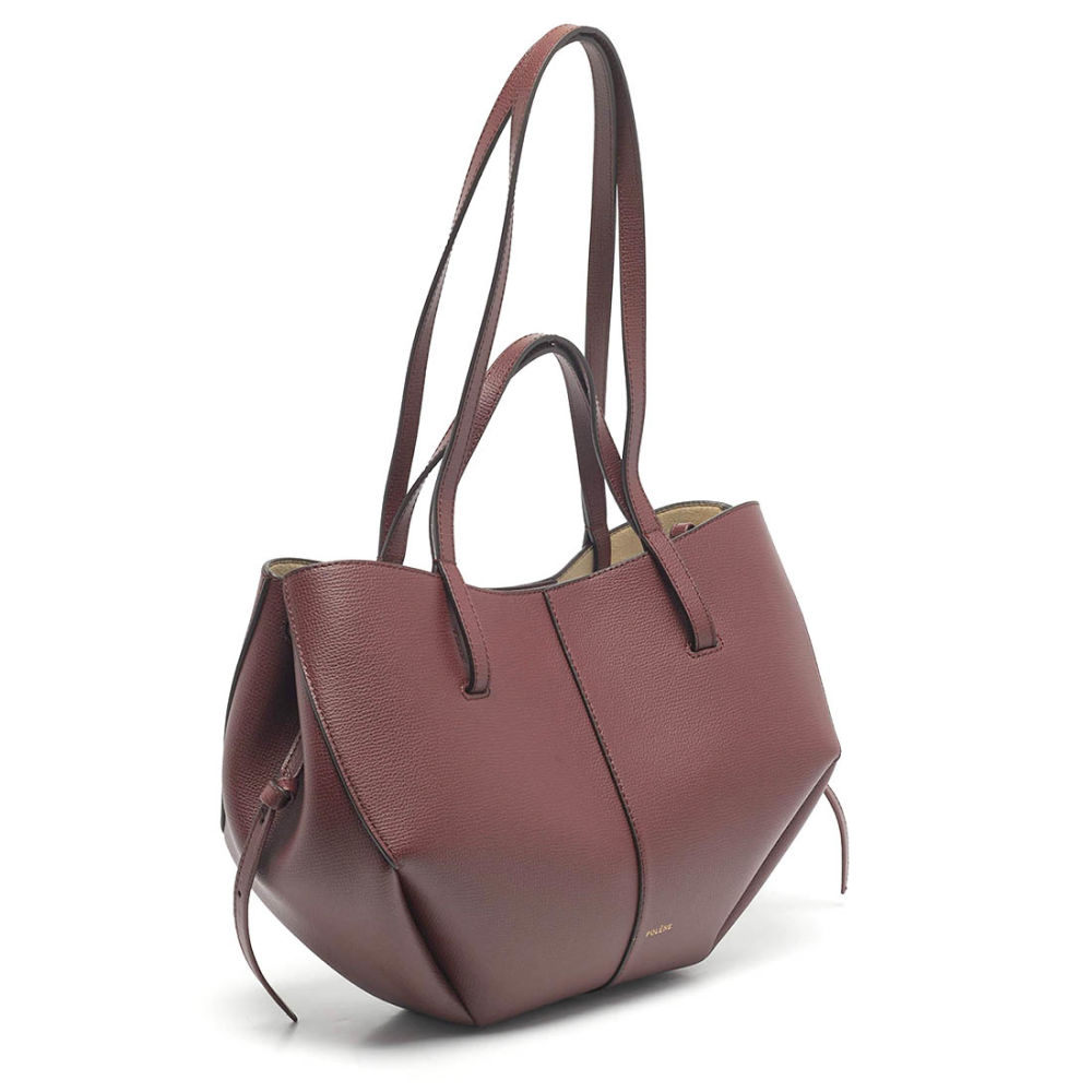 Polene Grained Wine Leather Tote Bag-2