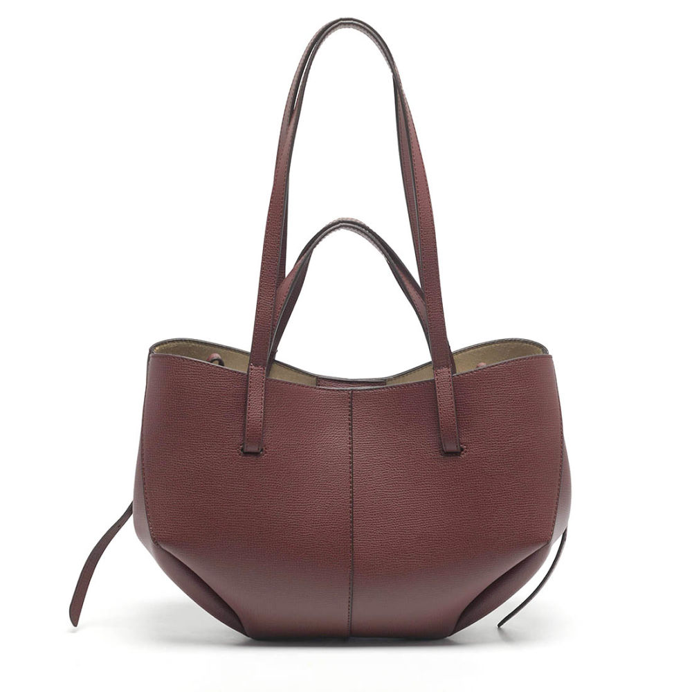 Polene Grained Wine Leather Tote Bag-1