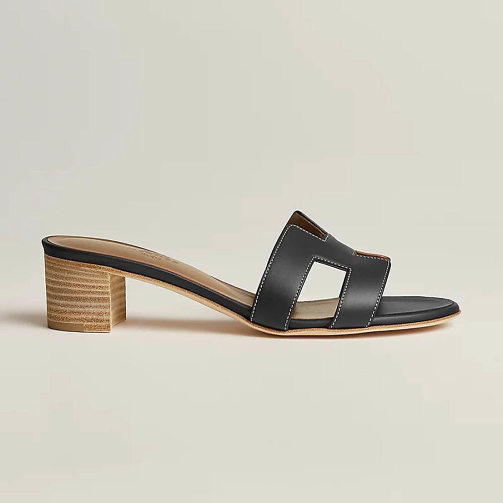 Hermes Oasis Black Heel Sandal-1
