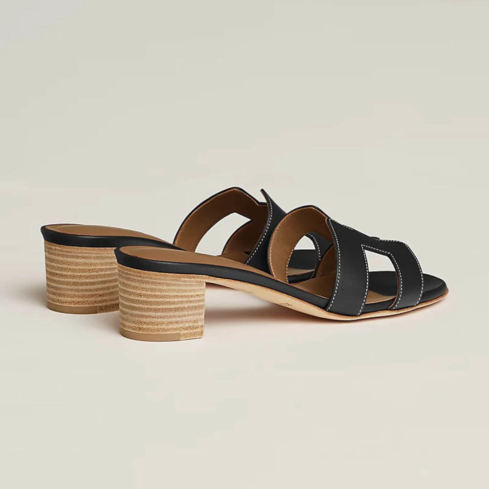 Hermes Oasis Black Heel Sandal-2