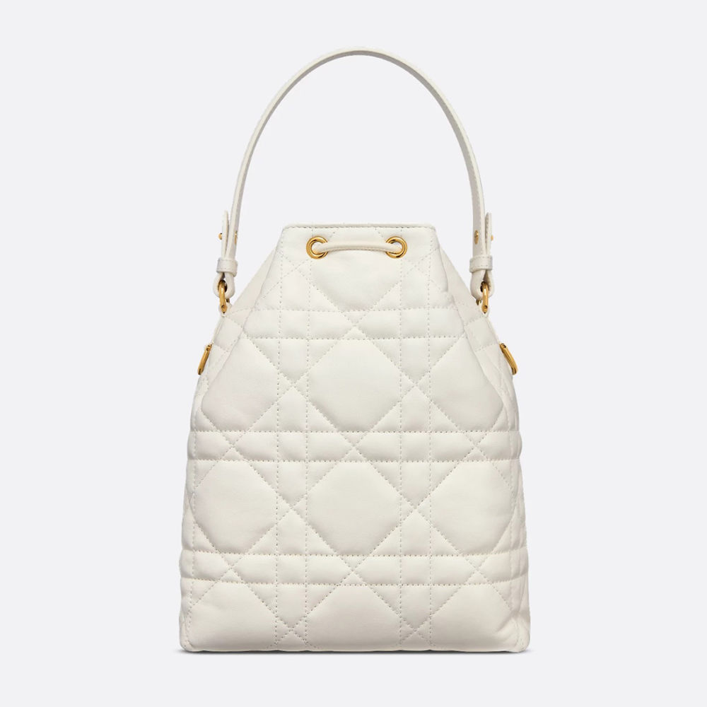 Dior Caro Mini White Bucket Bag-thumb-1