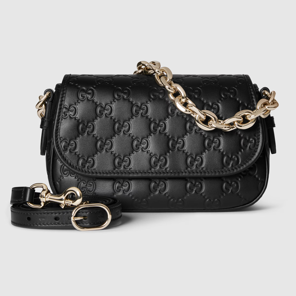 Gucci Emblem Black Shoulder Bag-3