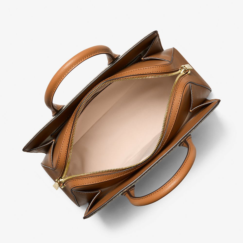 Michael Kors Laila Medium Brown Leather Satchel Bag-2