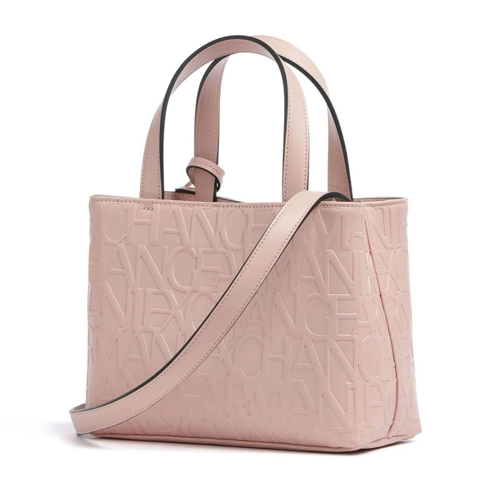 Armani Exchange Glossy Embossed Logo Pink Tote Bag-3