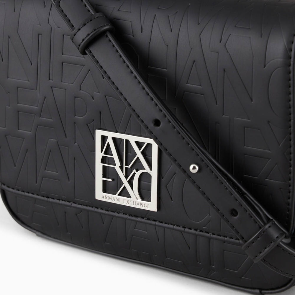 Armani Exchange Emboss Logo Black Sling Bag-thumb-3