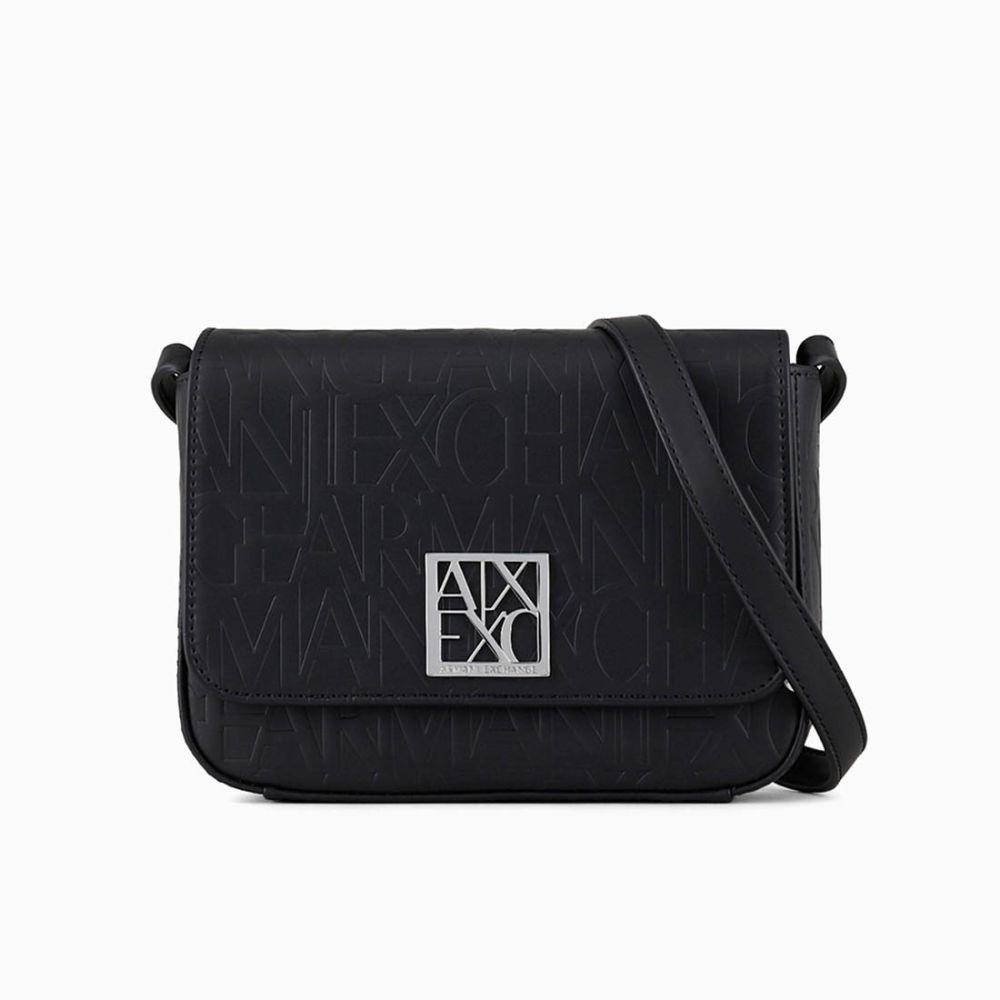 Armani Exchange Emboss Logo Black Sling Bag-thumb-0