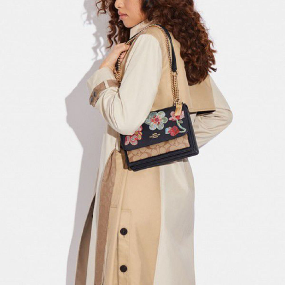 Coach Flower Print Black Shoulder Bag-1