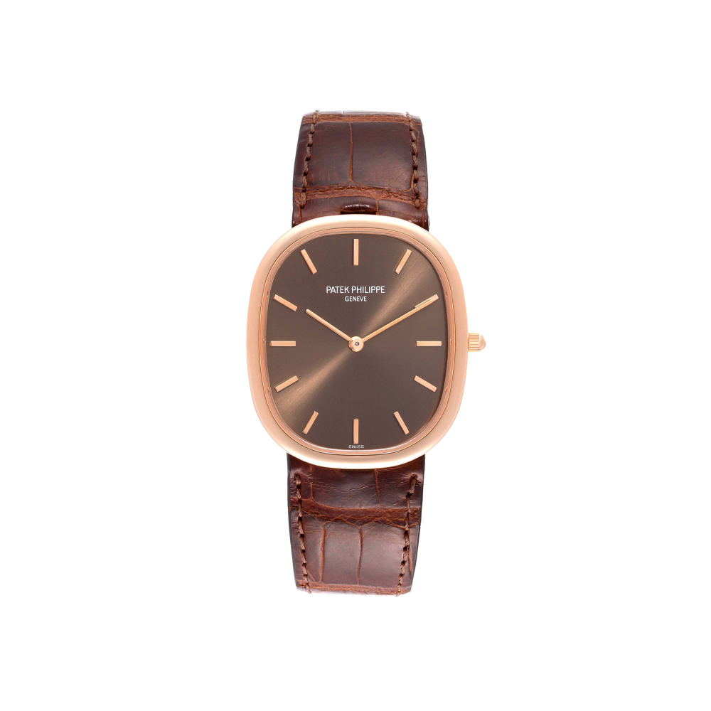 Patek Philippe Golden Ellipse With Brown Gold Dial 3738/100r-thumb-0