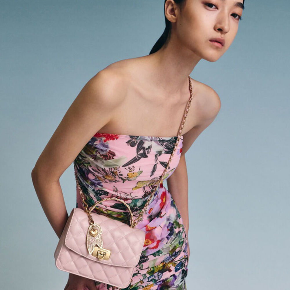 Charles & Keith Cressida Quilted Qiki Pink Sling Bag-7