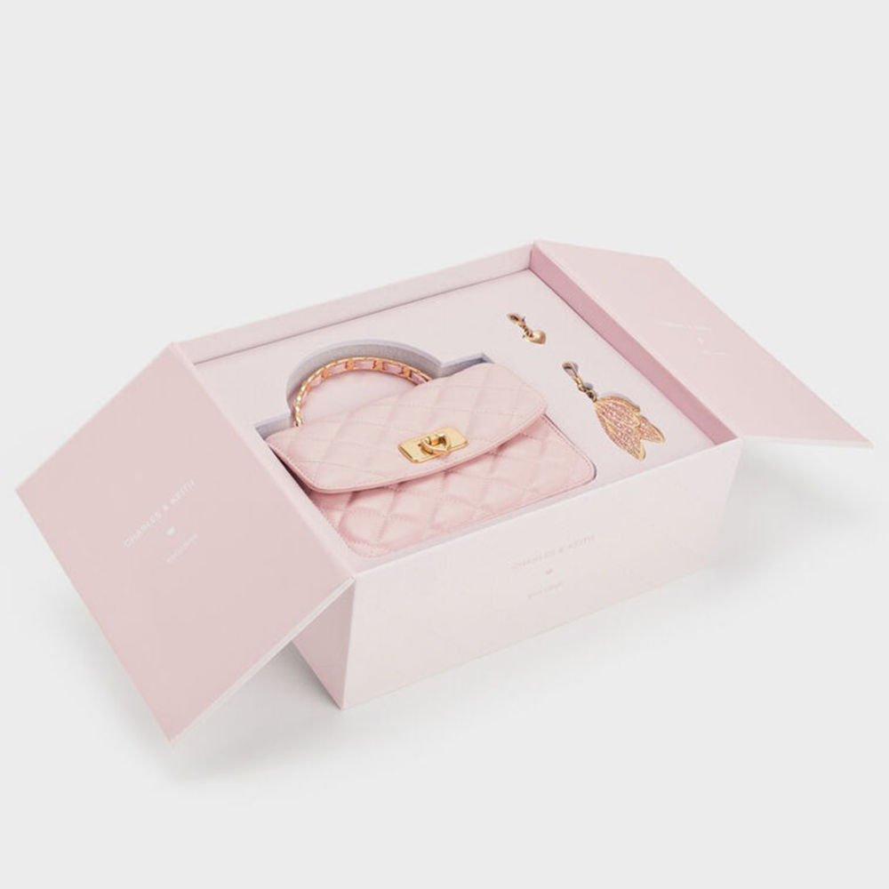 Charles & Keith Cressida Quilted Qiki Pink Sling Bag-5