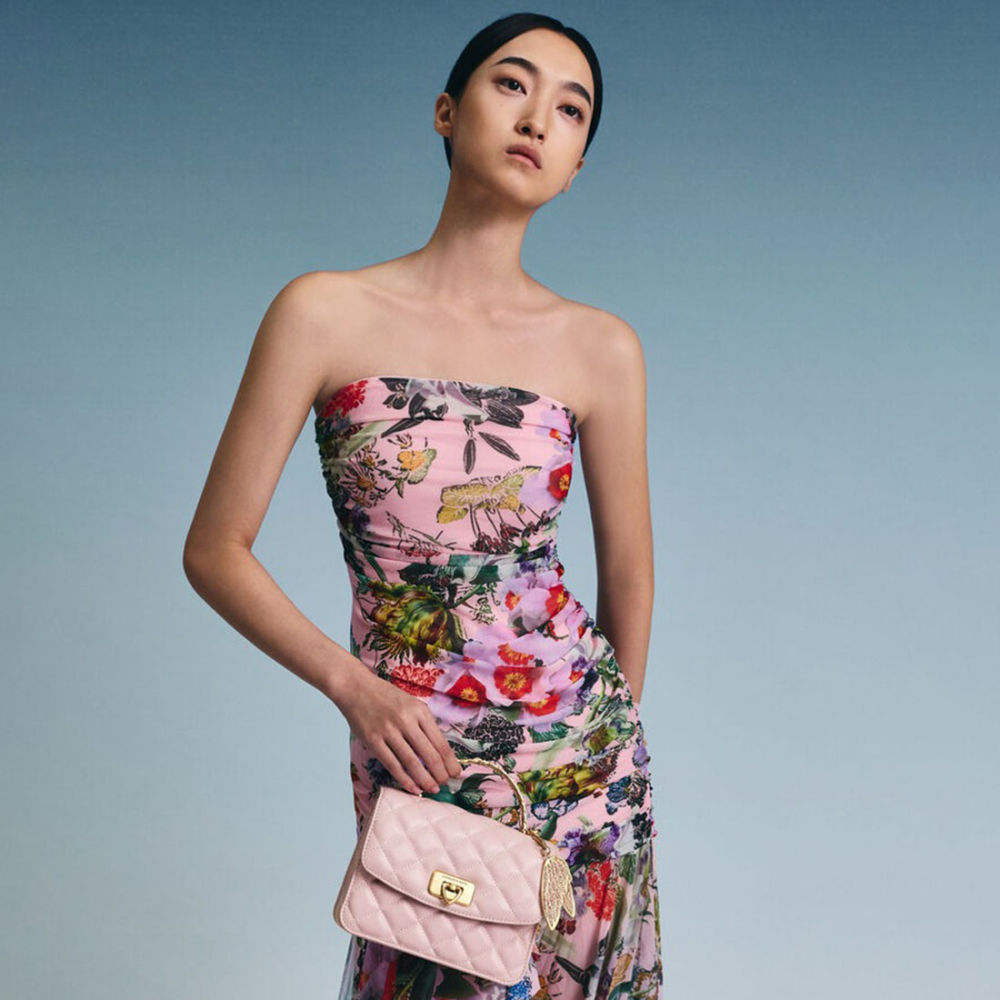 Charles & Keith Cressida Quilted Qiki Pink Sling Bag-10