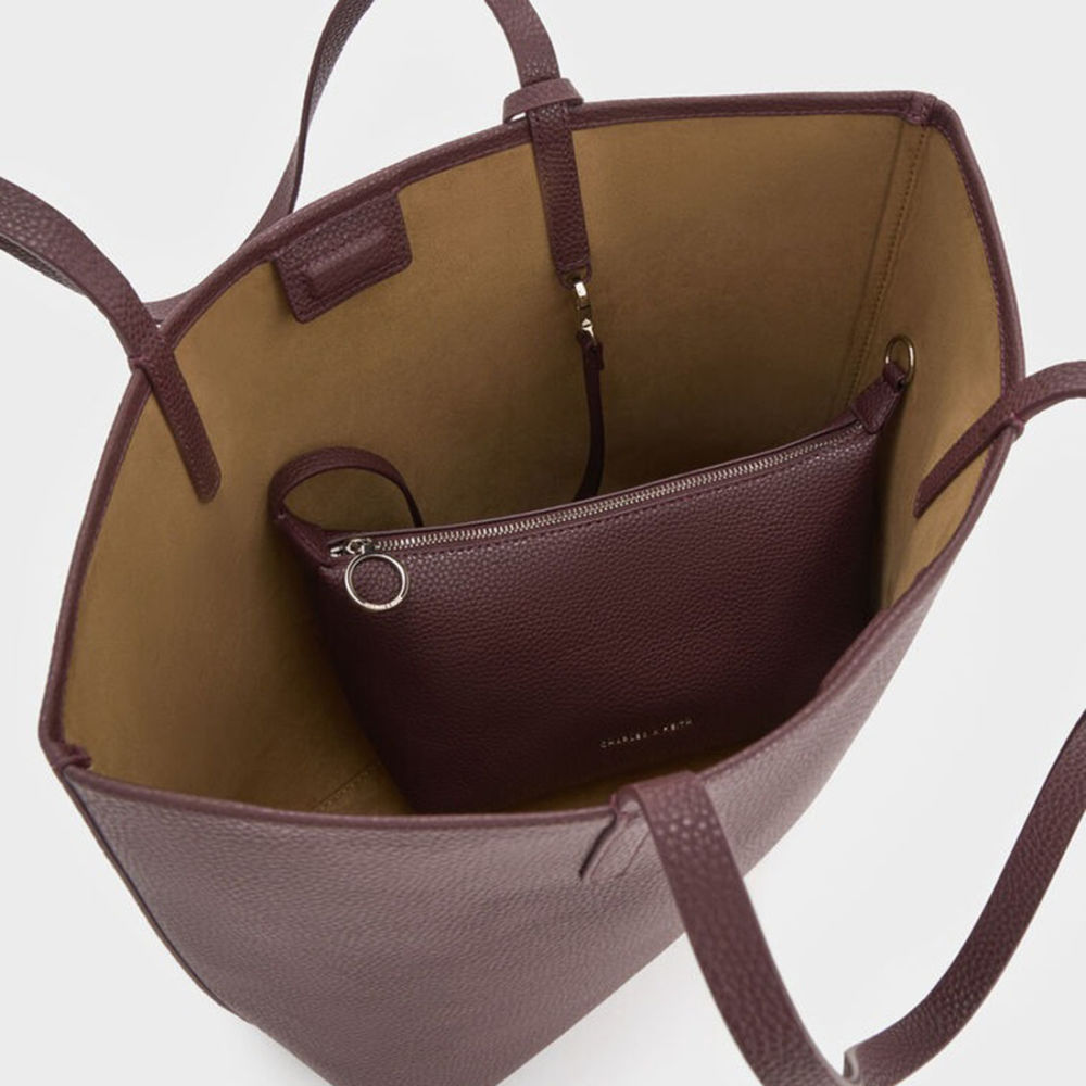 Charles & Keith Beryl Small Wine Tote Bag-4