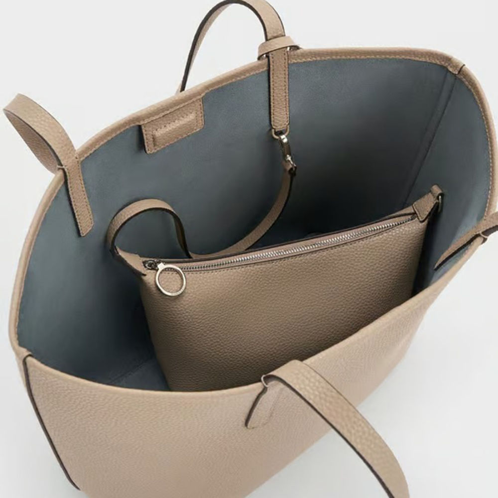 Charles & Keith Beryl Small Beige Tote Bag-4