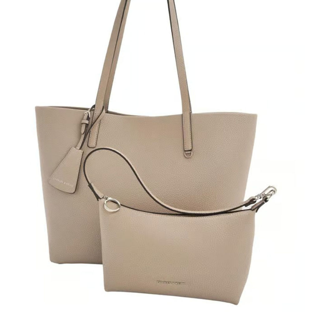 Charles & Keith Beryl Small Beige Tote Bag-3
