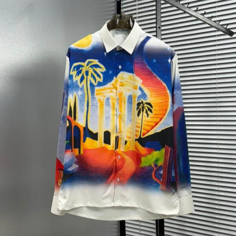 Casablanca Midnight Acropolis Silk Shirt-2