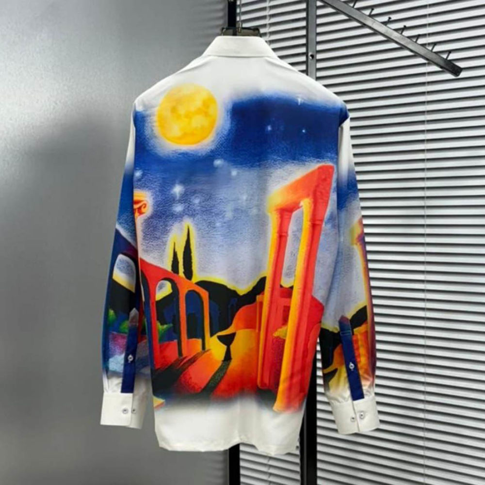 Casablanca Midnight Acropolis Silk Shirt-3