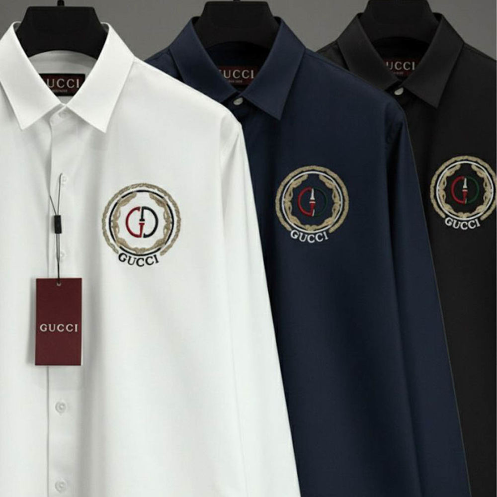 Gucci GG Embroidery Black Cotton Shirt-2