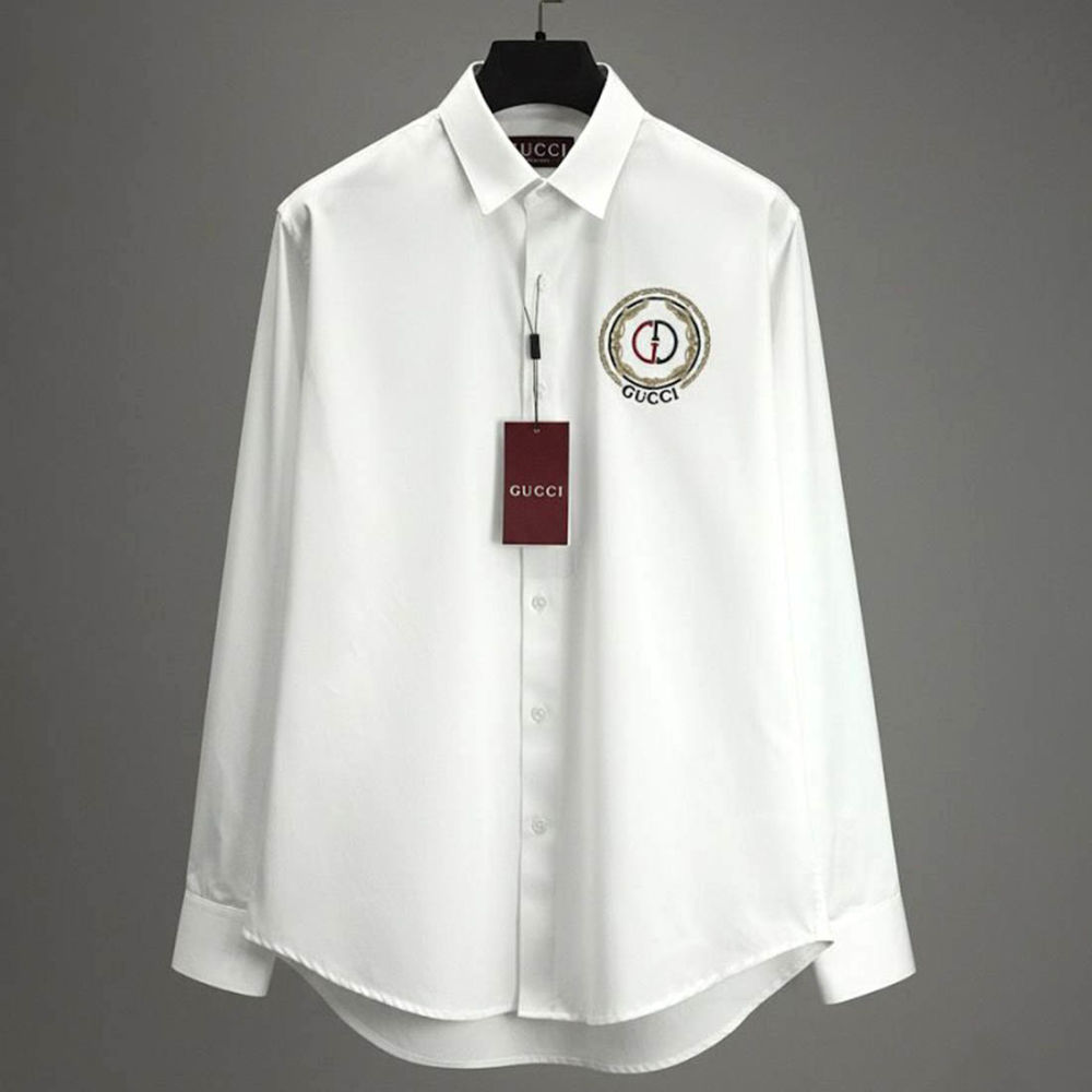 Gucci GG Embroidery White Cotton Shirt-1