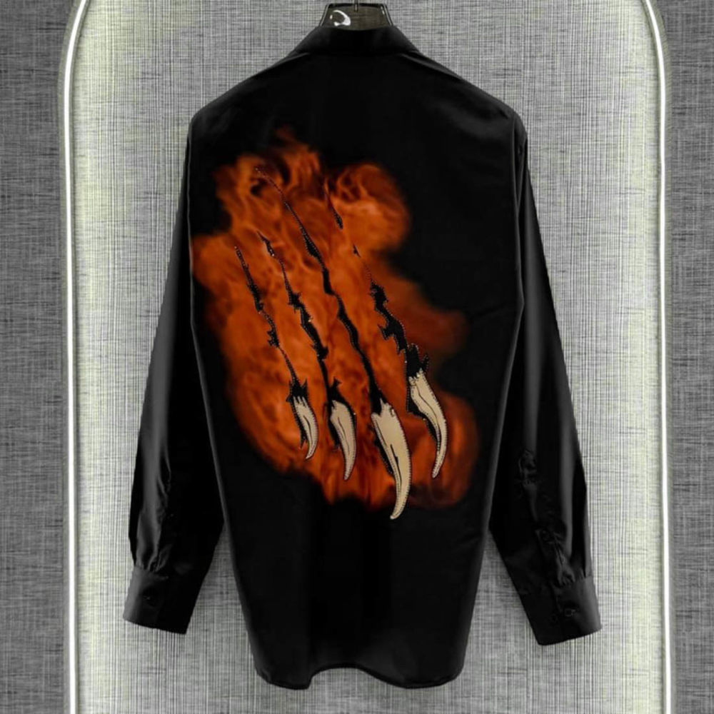 Gucci Tiger Claw & Eye Graphic Black Cotton Shirt-1