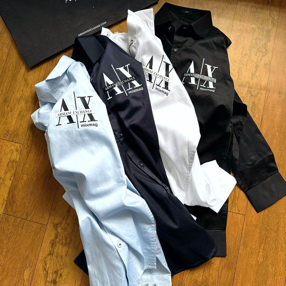 Armani Exchange Men's Mixmag Regular Fit Black Cotton Shirt-thumb-6