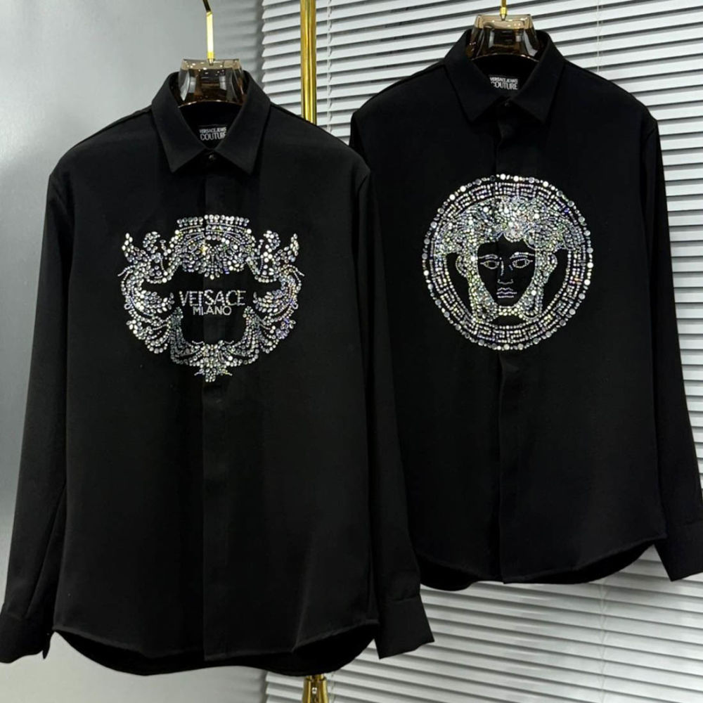Versace Milano Couture Crystal Black Shirt-3