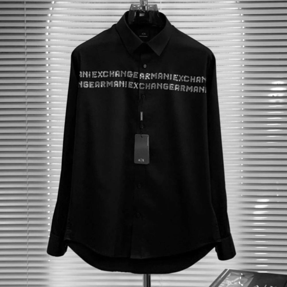 Armani Exchange Men's Regular Fit Black Cotton Shirt-2