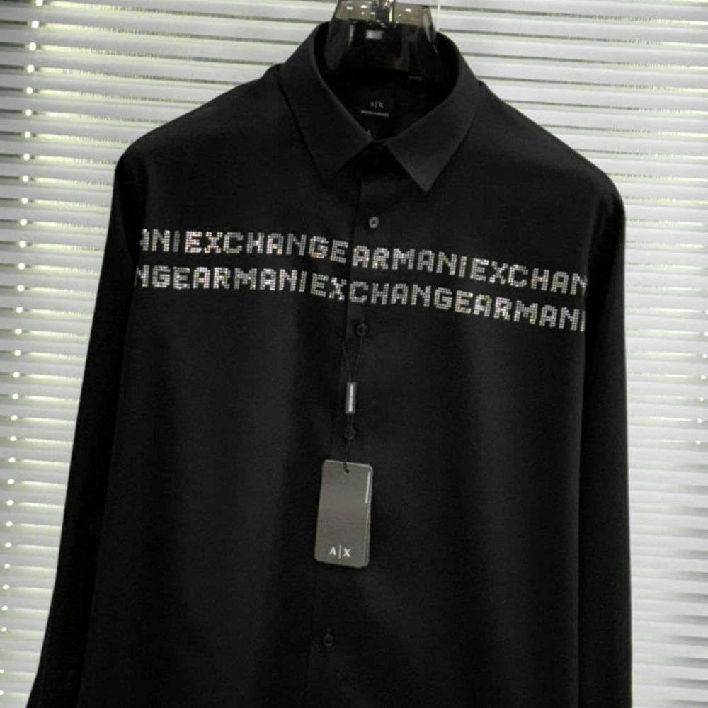 Armani Exchange Men's Regular Fit Black Cotton Shirt-1