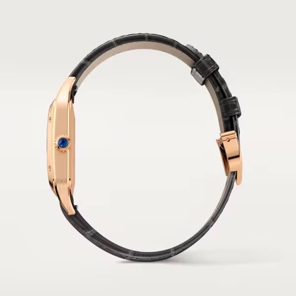 Cartier Santos Dumont quartz movement, rose gold, leather Band watch WGSA0022-3