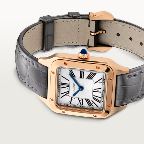 Cartier Santos Dumont quartz movement, rose gold, leather Band watch WGSA0022-5