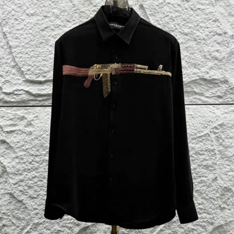 Dolce & Gabbana AK-47 Gun Print Black Premium Shirt-thumb-3