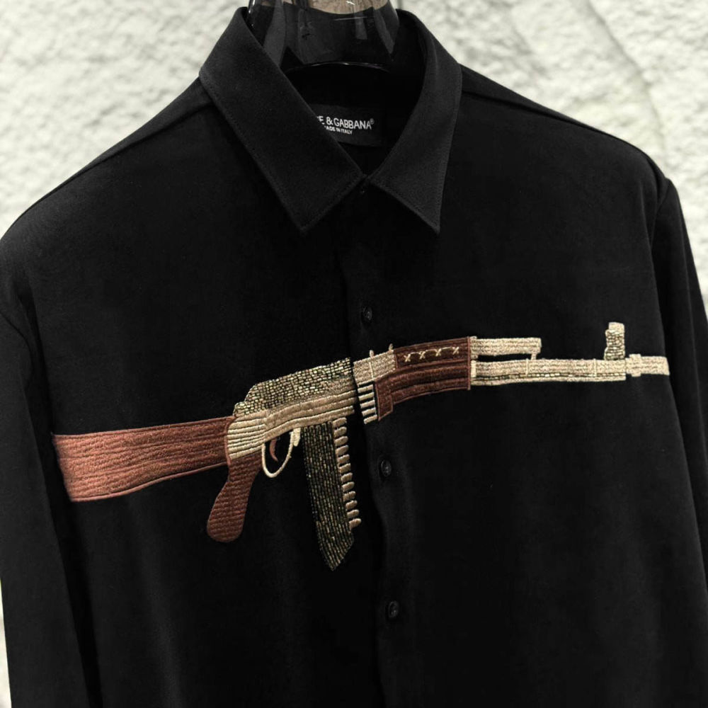 Dolce & Gabbana AK-47 Gun Print Black Premium Shirt-thumb-1