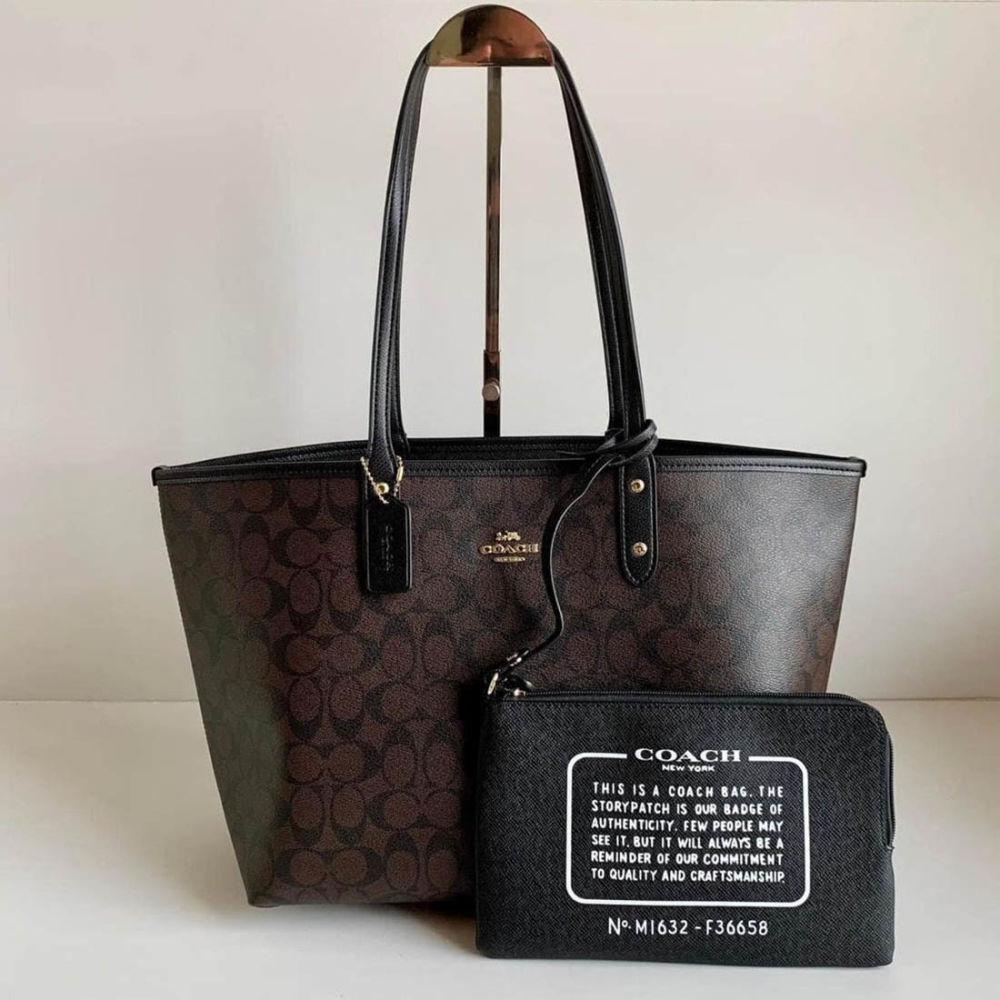 Coach City Pouch Black Tote Bag-thumb-0