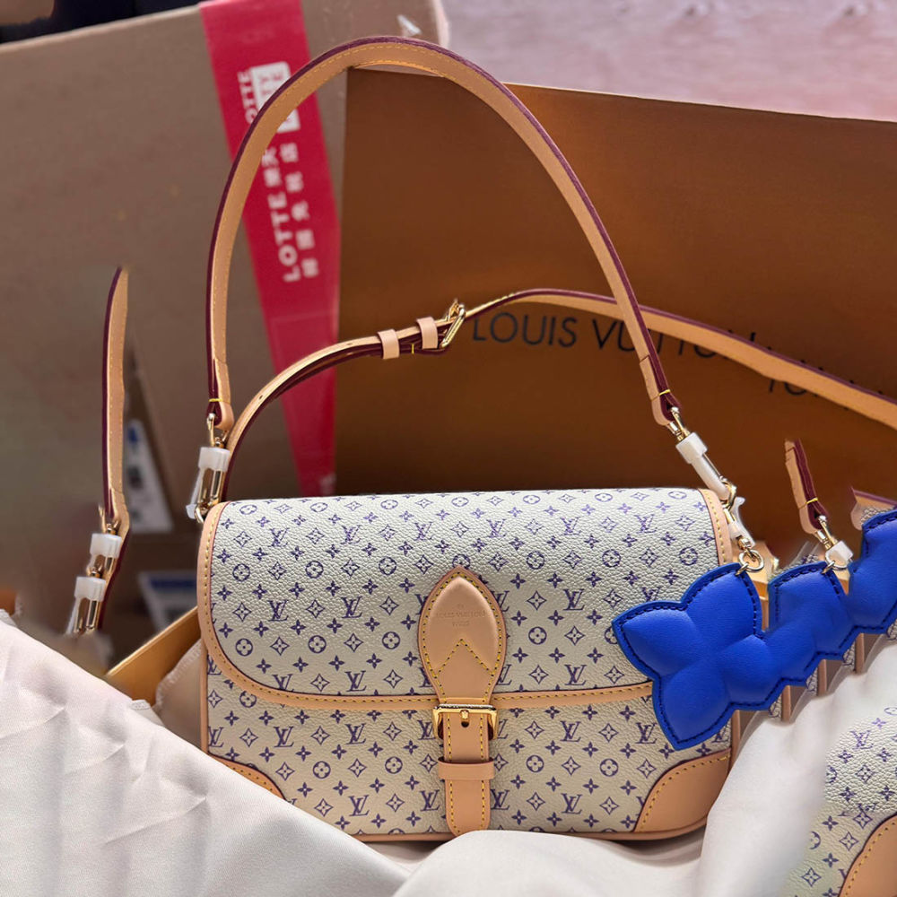 Louis Vuitton Diane White & Blue Handbag-thumb-0