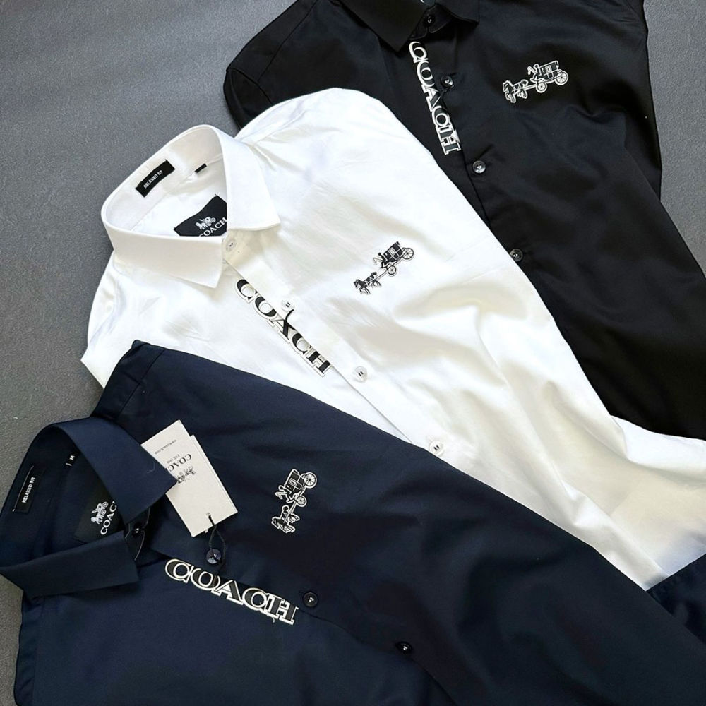 Coach Embroidered Black Premium Cotton Shirt-4