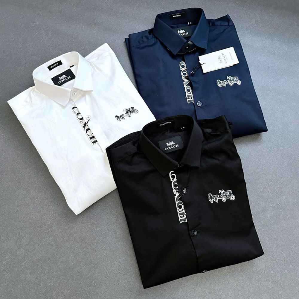 Coach Embroidered Black Premium Cotton Shirt-6