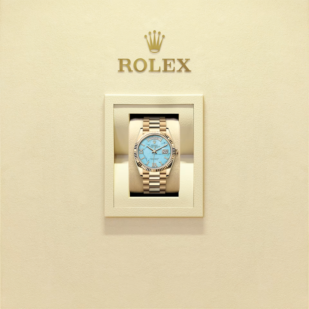 Rolex Day-Date Oyster, 36 mm, Blue Dial, yellow gold 128238-4