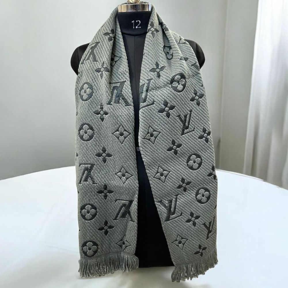 Louis Vuitton Grey Cashmere Wool Blend Scarf-1