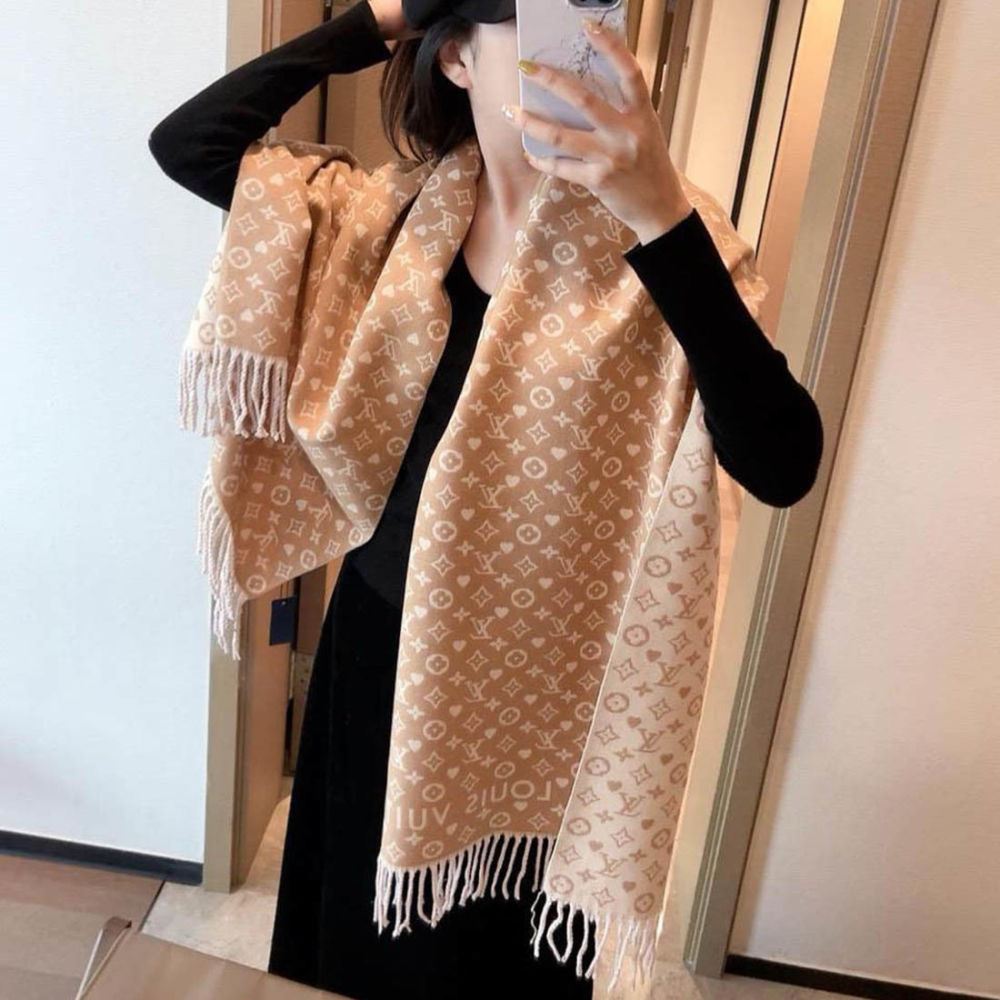 Louis Vuitton Beige Cashmere Wool Blend Scarf-1
