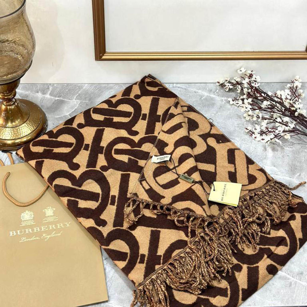 Burberry Designer Brown Silk Stole-1