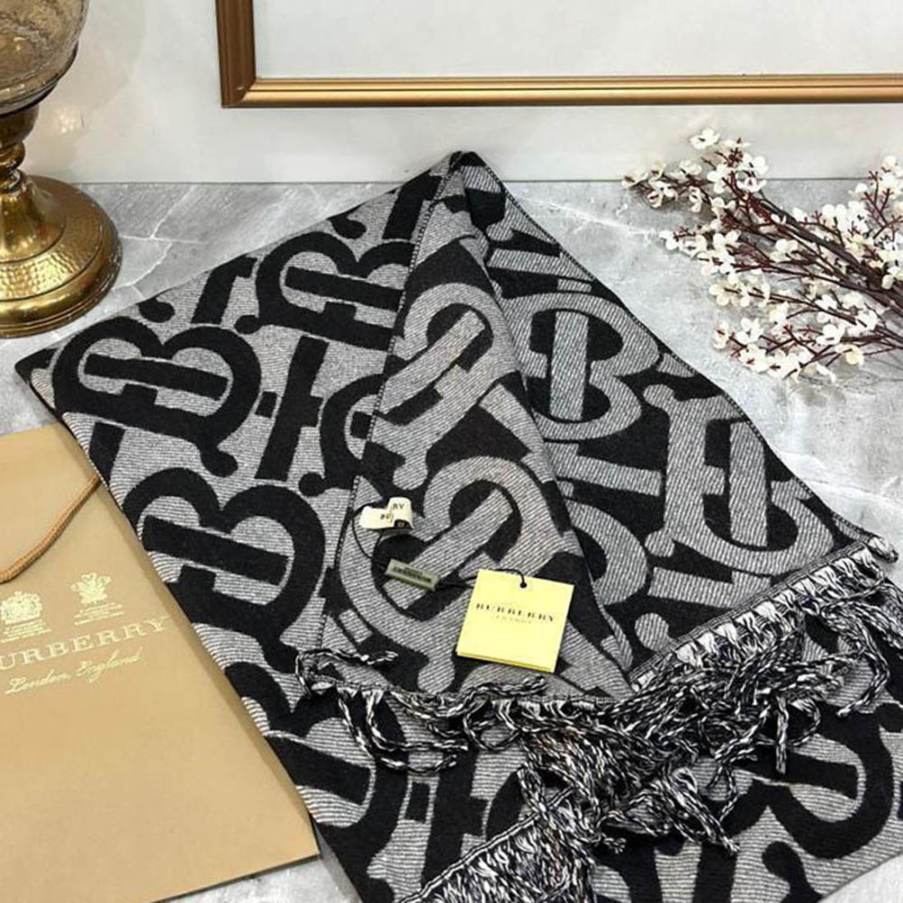 Burberry Designer Black Silk Stole-1