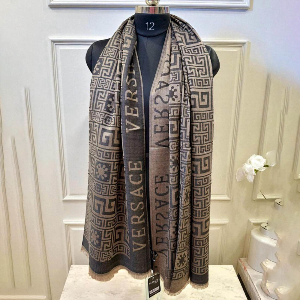 Versace Designer Dark Brown Silk Stole-1