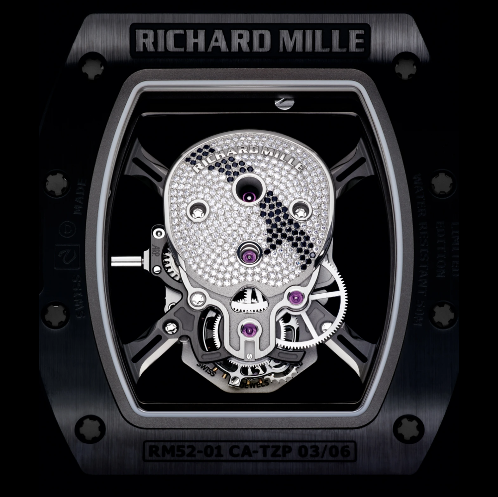 Richard Mille RM 052 Tourbillon Skull Black Strap Mens Watch-4