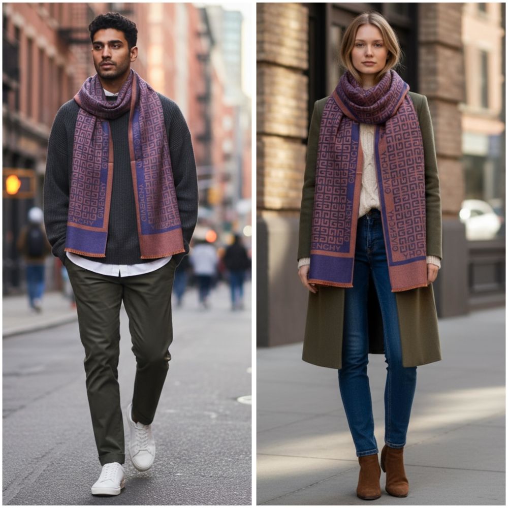 Givenchy Premium Quality Blue Reversible Woollen Stole-2