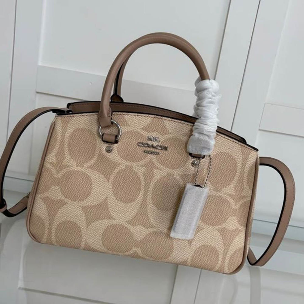 Coach Savannah Carry All Beige Shoulder Bag-thumb-0