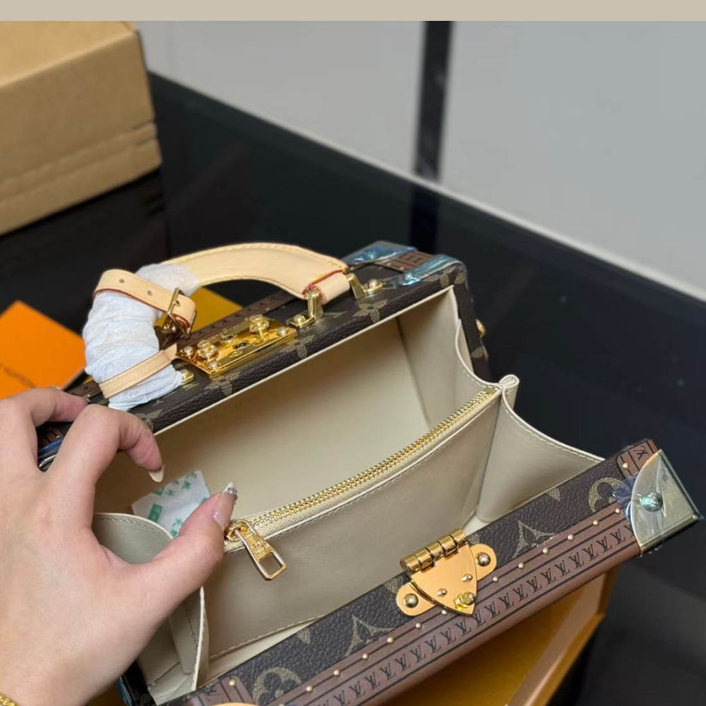 Louis Vuitton Ebene Monogram Coated Canvas Petite Valise Brown Handle Bag-thumb-4