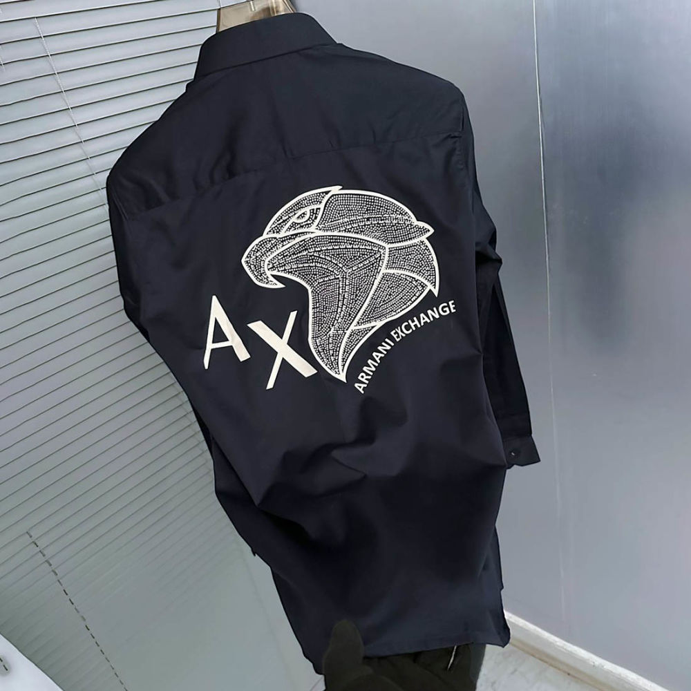 Armani Exchange Navy Blue Cotton Shirt-1