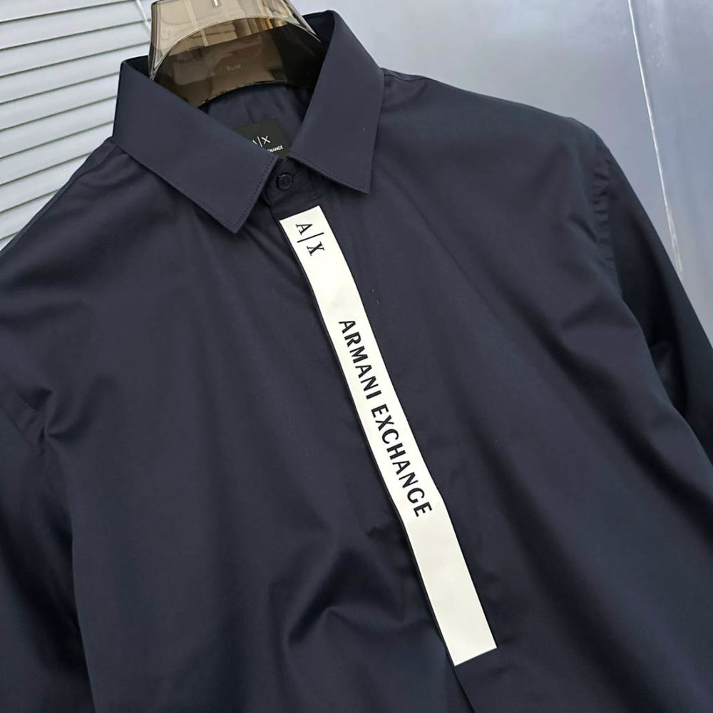 Armani Exchange Navy Blue Cotton Shirt-1