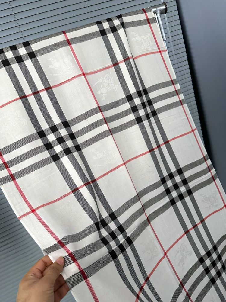 Burberry Check Cashmere White Scarf-1