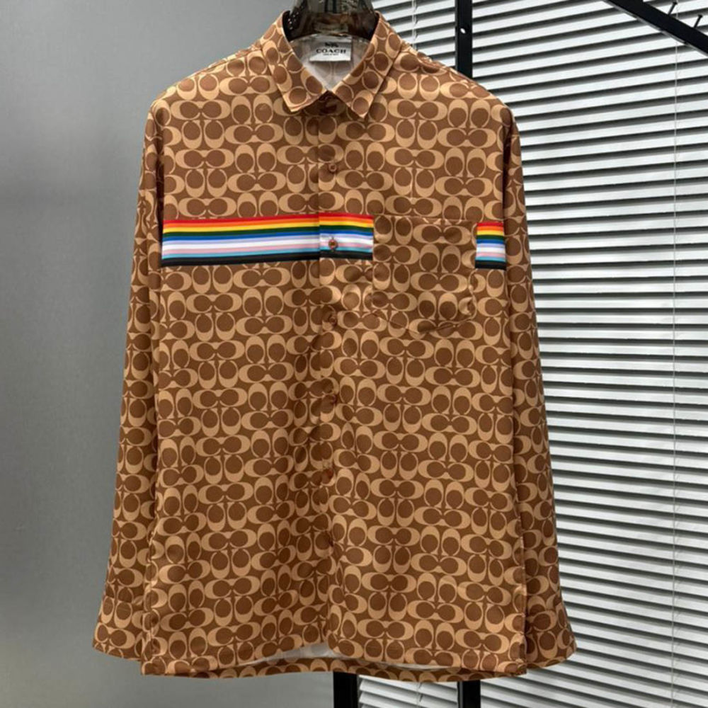 Coach Embroidered Brown Premium Cotton Shirt-2